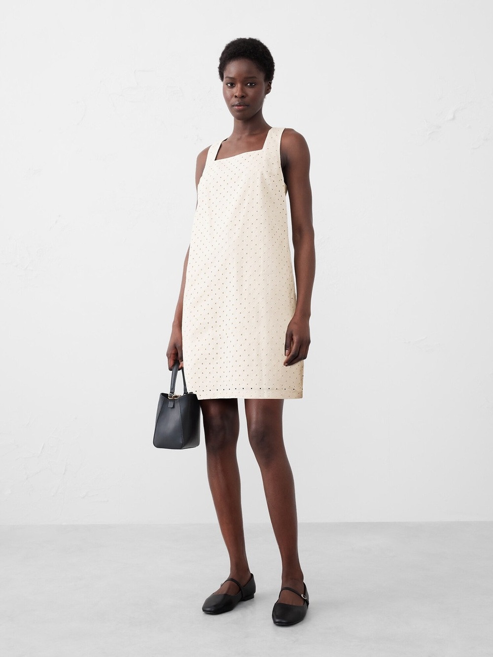 Banana Republic NWT❗️Cream Eyelet Square-Neck Shift Dress